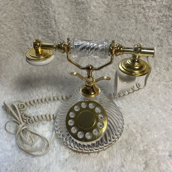 Hentak Limited Vintage crystal look phone, Rotary telephone, Gold &Clear . - Picture 1 of 13